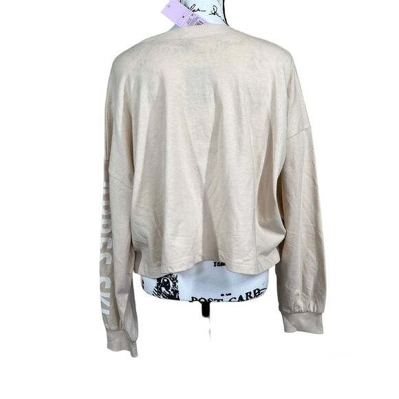 Wild Fable Beige  Long Sleeve Heavy Knit T-Shirt  size M coastal core  beach - Picture 2 of 14